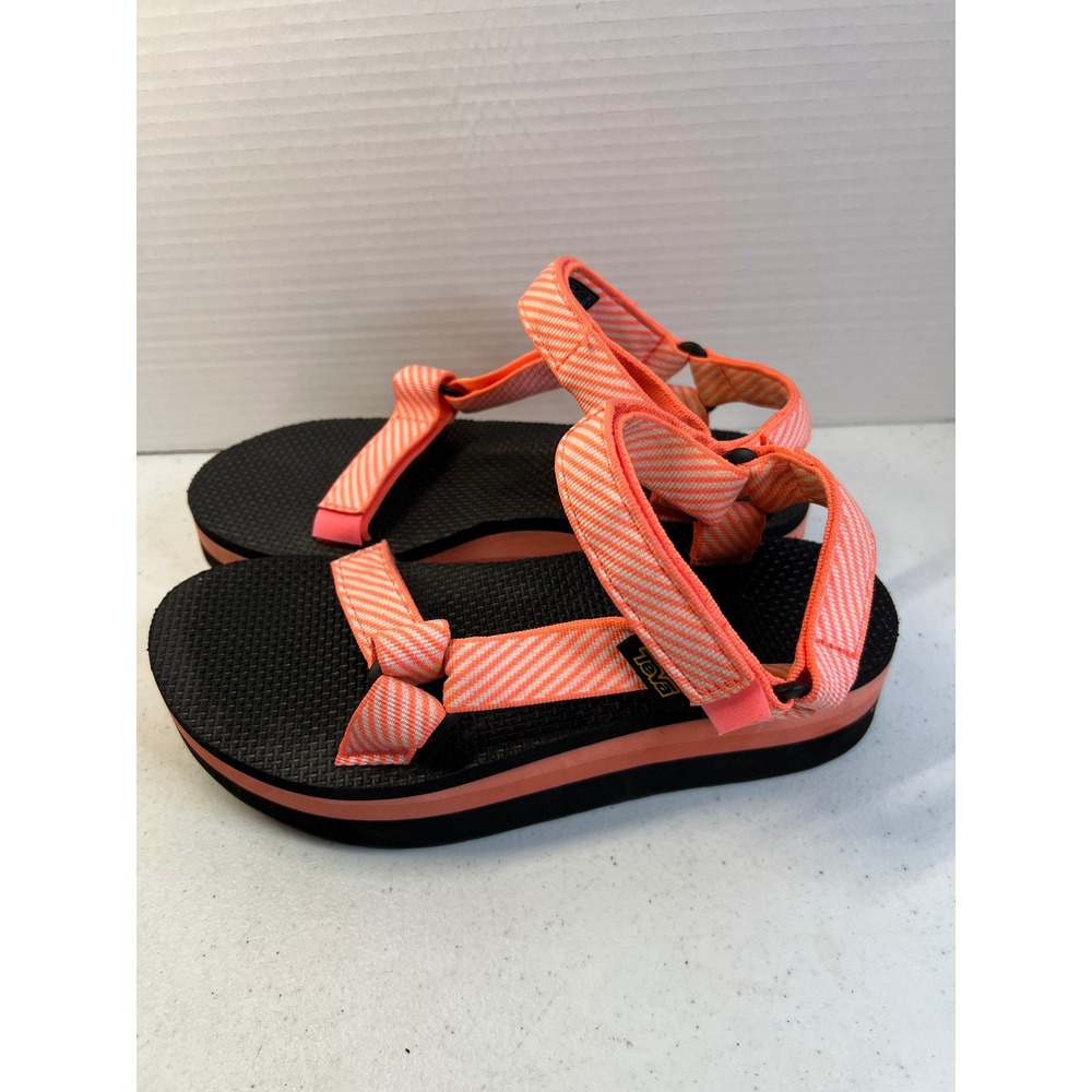 Teva Midform Universal Sandals Bright Melon Stripe Platform Womens 8 1008844